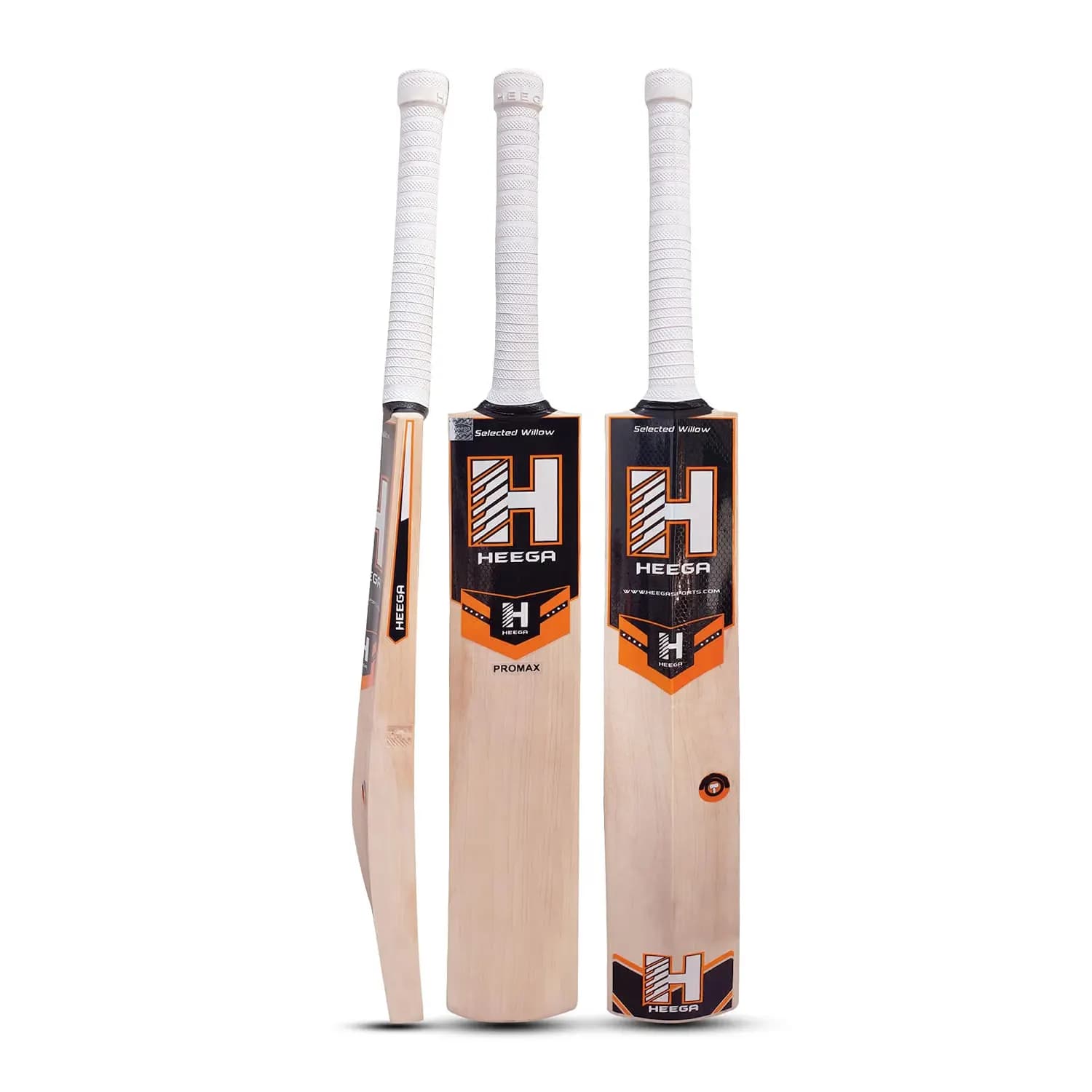 Heega Promax Kashmir Willow Cricket Bat Grade 2 | Premium Leather Ball Cricket Bat with Thick Edges, Powerful Spine, Large Sweet Spot & Cane Handle